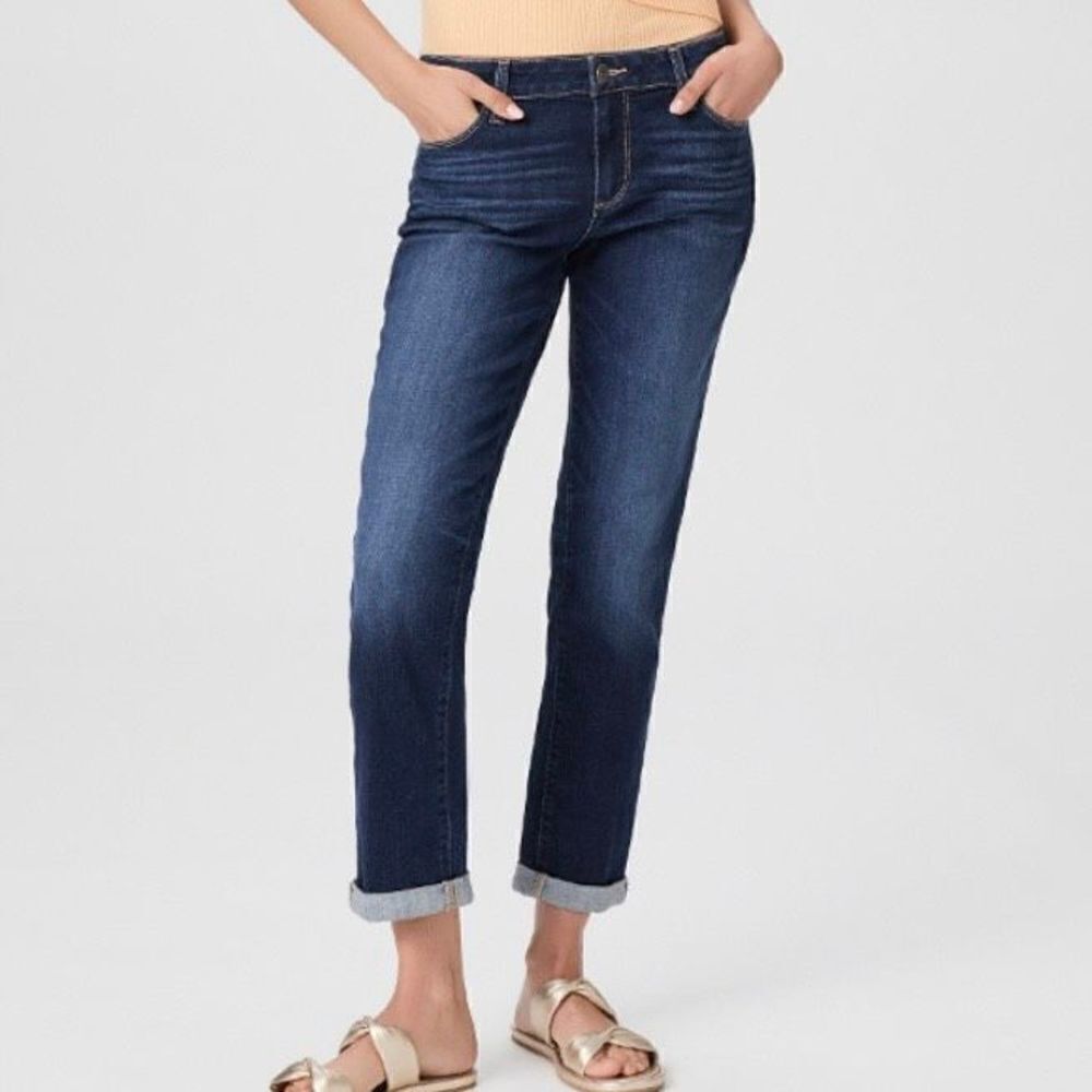 Paige Dark Blue Enchant Brigitte Boyfriend Denim Jeans 23
